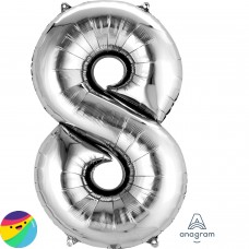 Folija balon - Številka 8 Srebrne barve
